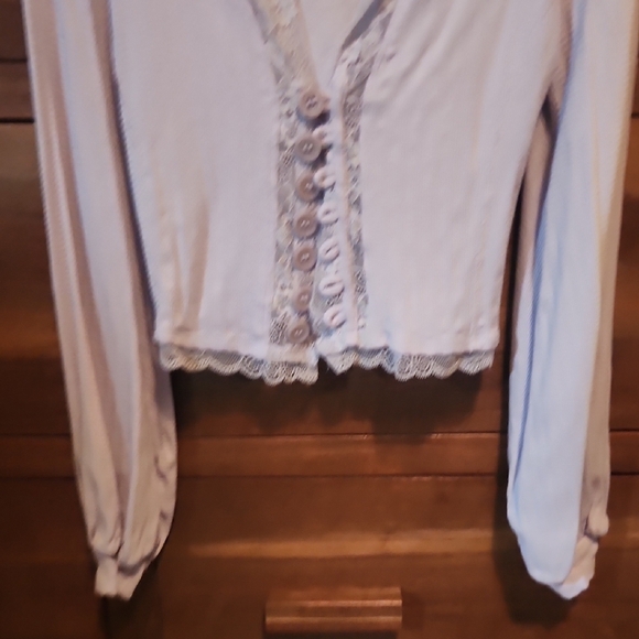 Free People Purple Long Sleeve Embellished Blouse - Picture 4 of 8